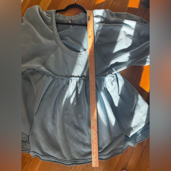 Free People Sunchild Sweatshirt Baby Doll Mini Dress Rainsong Blue Medium - Picture 12 of 12